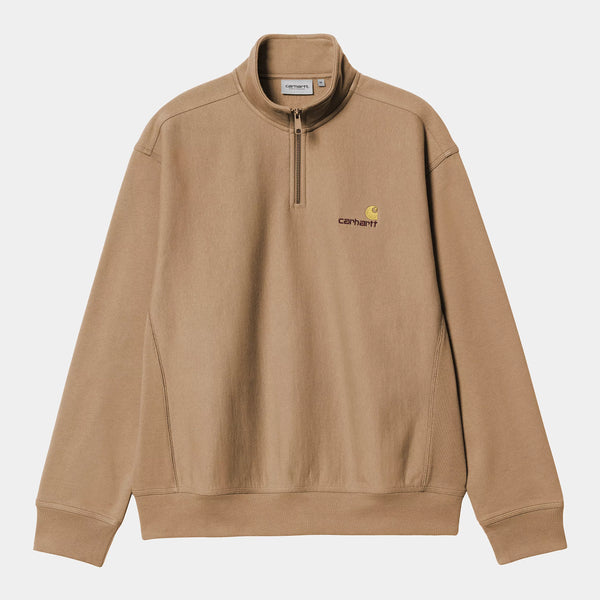 Carhartt WIP Half Zip American Script Sweatshirt, peanut